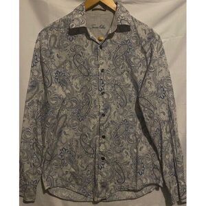 TASSO ELBA Men's‎ SMALL PAISLEY BUTTON DOWN 114-14 1/2 100% SUPIMA COTTON